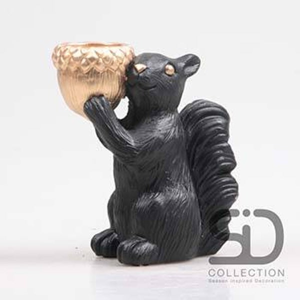 EEKHOORN MET WAXINEHOUDER 14.5X8.5X16.3 CM ZWART Verp 24