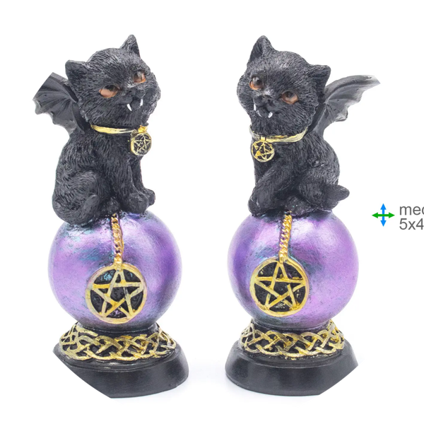 Wicca kattenfiguren van resin, 5 x 4,6 x 11,3 cm (set van 2) Verp 12