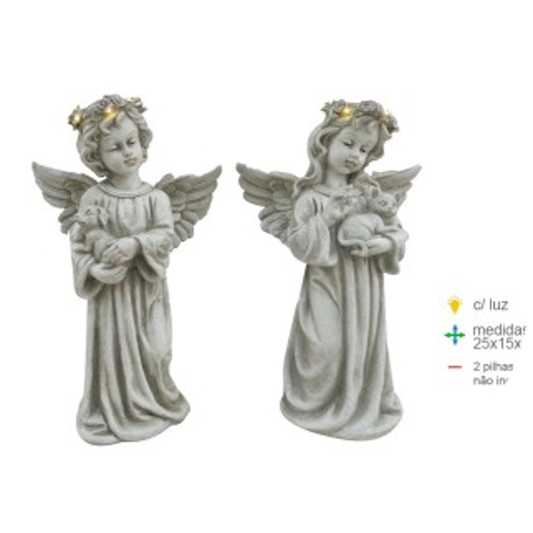 Engel staand biddend 2 ass 17x11x30cm  verp 12