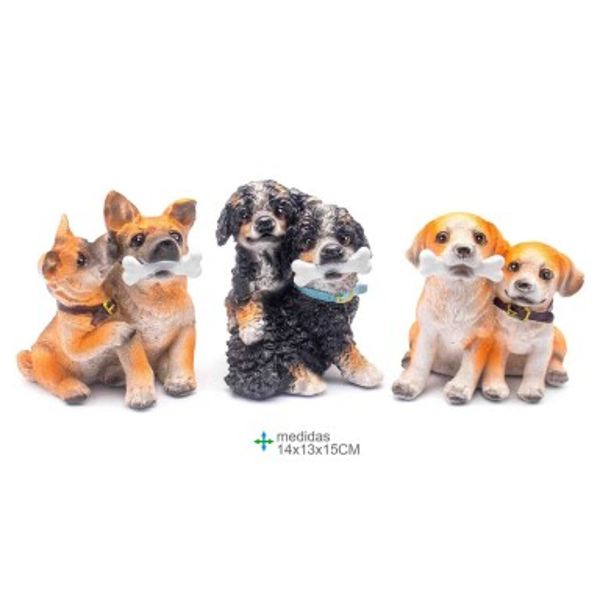 Hondjes met been 3 ass 14x13x15cm verp 24