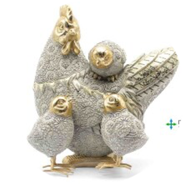 Kip met kuikens 21x15x23cm verp 12