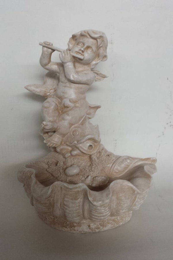 Engel met fluit op schelp 30 cm verp 6