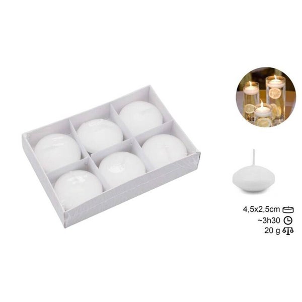 bougie Kaars Drijf wit  20gr cx 6 (6unid) Referência: VF-78281