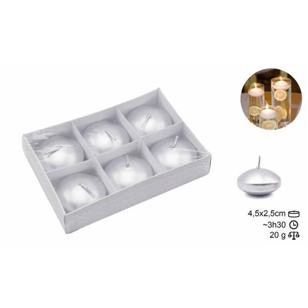 bougie Kaars Flutuante Prateada 20gr cx 6 (6unid) Referência: VF-78284