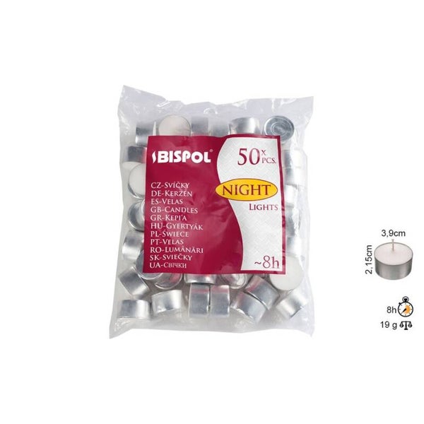 bougie Kaars Tea Light 8 horas (50) (9unid) Referência: V-P30-50  UDS/V.