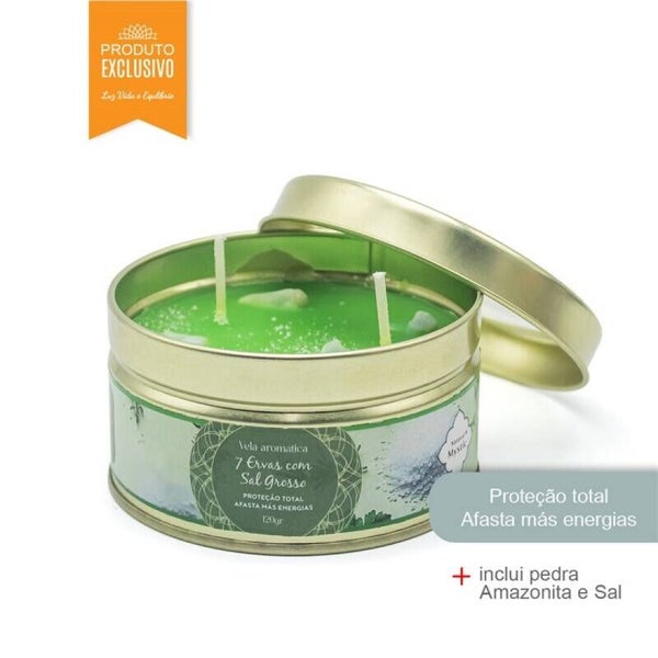 bougie Kaars Pedras Natural Mystic 7 Ervas c/ Sal Grosso 120gr (6unid)