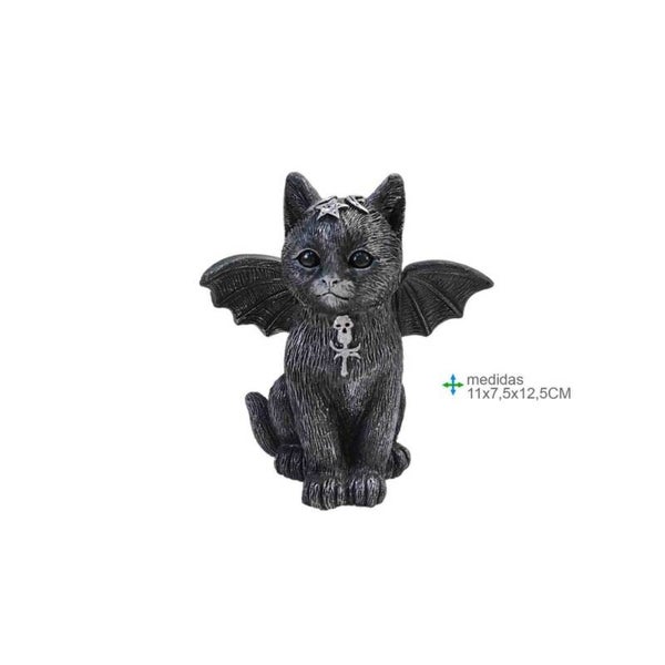 Kat zit met vleugels Wicca Resina 11x7,5x12,5cm