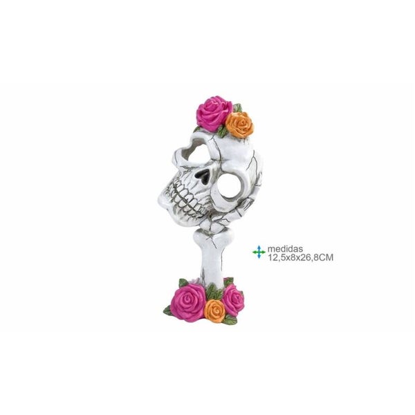Schedel met rozen Resina 12,5x8x26,8cm verp 6