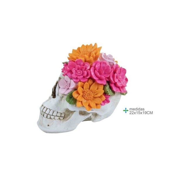 Schedel met rozen Resina 22x15x19cm verp 6