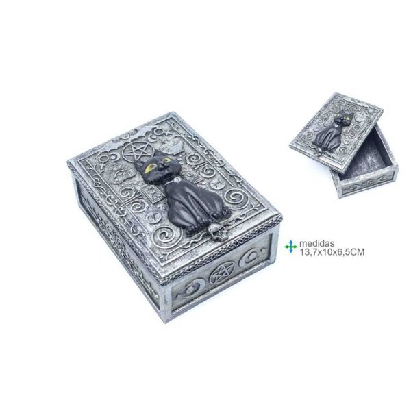 Baykus Kistje met kat Resina 13,7x10x6,5cm verp 12