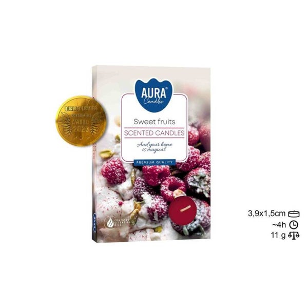 Bougie kaars Tea Light 6 Frutos fruit geur. (24 unid)