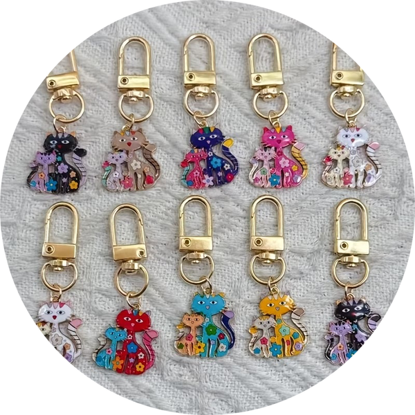 Porte bonheur cartoon kat sleutelhangers verp 10