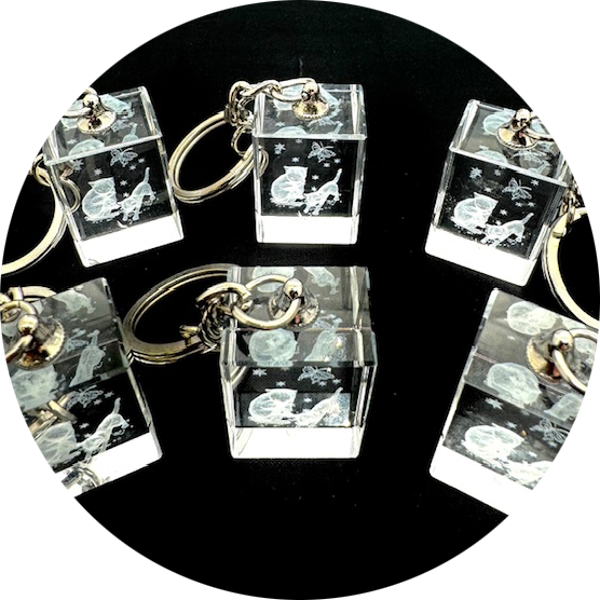 Kristal katjes Sleutelhanger Set – (6 Stuks)