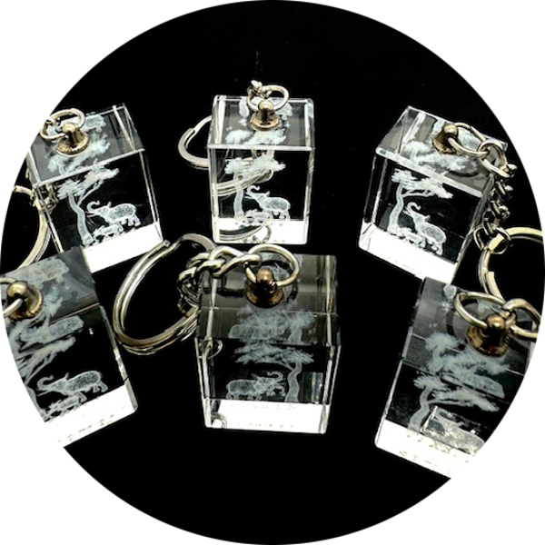 Kristal olifant Sleutelhanger Set – (6 Stuks)