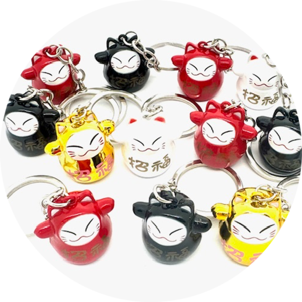Porte bonheur Lucky Cat Metalen Sleutelhanger II (12 stuks)