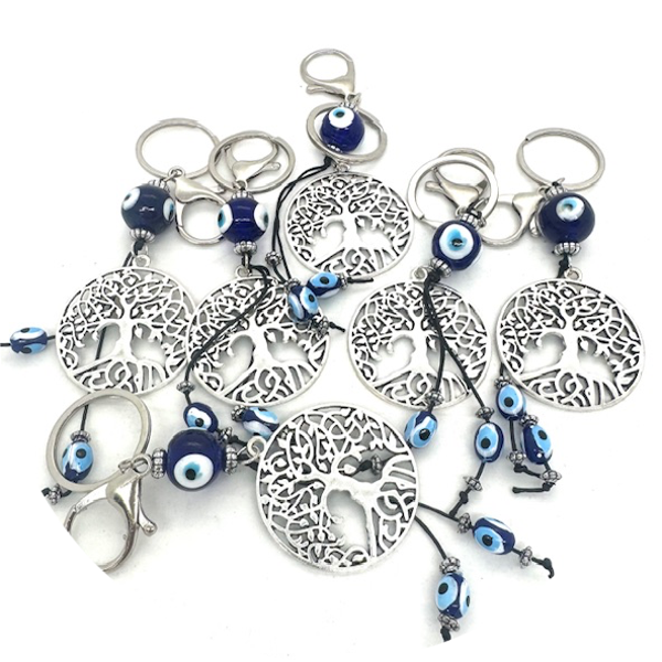 Blauwe Boze Oog Sleutelhanger Tree of Life Set van 6