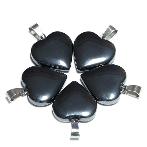 Hartje hangend Pendant – Hematiet (5st)