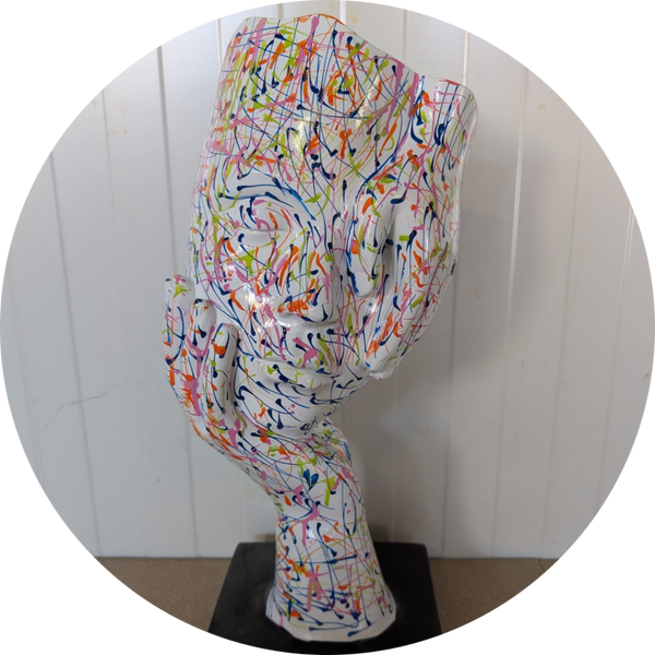 Masker slapende dame antiek zilver 19 x 19 x 48 cm
