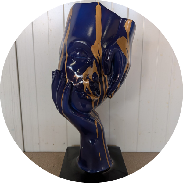 Masker slapende dame antiek zilver 19 x 19 x 48 cm