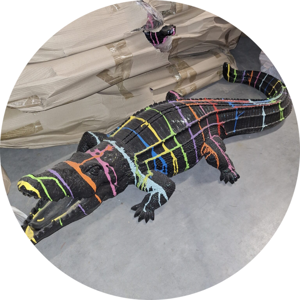 DCM150 krokodil wit of zwart multicolor splach 150 cm