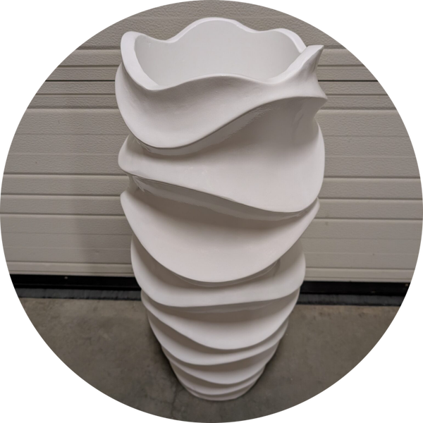 Vaas schelp laminaat wit lijn  50 x 86 x : 16 cm