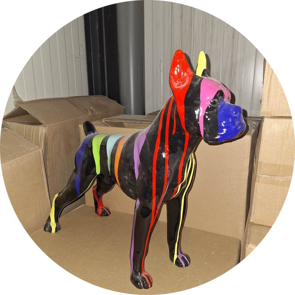Hond boxer multicolor zwart of wit 50 cm