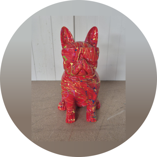 France Buldog zit met bril en das  splash multicolor 35 cm verp 6