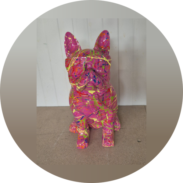 France buldog met bril en das zit splache 34 cm verp 4