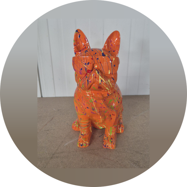 France Buldog zit met bril en das  splash multicolor 35 cm verp 6