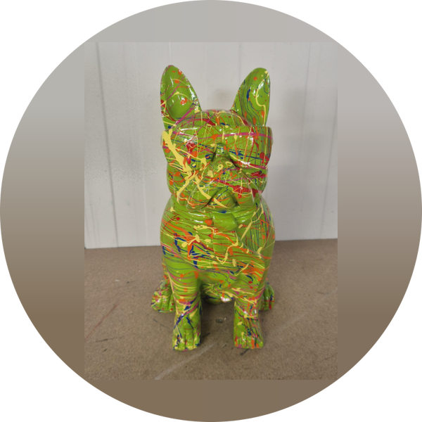 France Buldog zit met bril en das  splash multicolor 35 cm verp 6