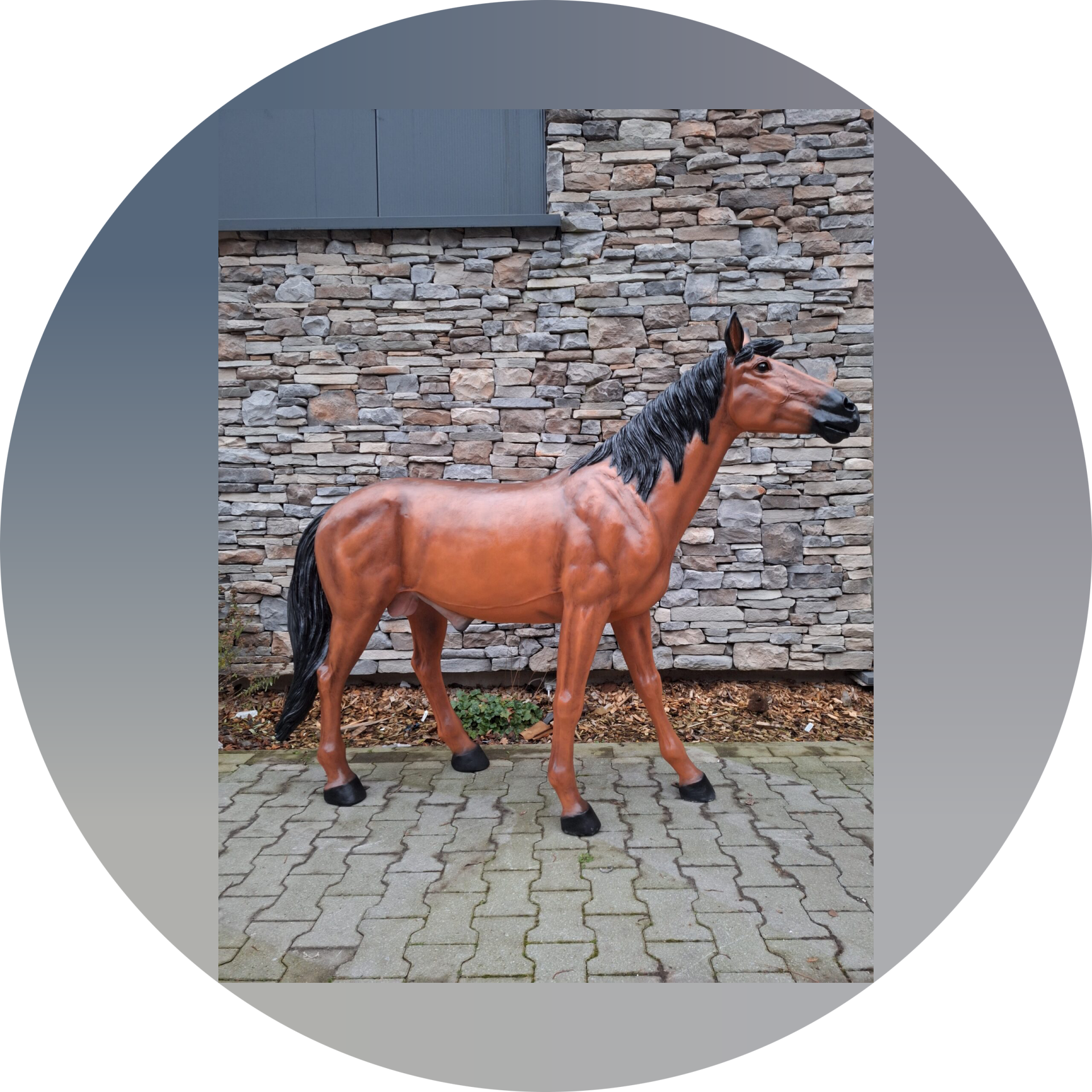 Paard staand glasvezels  laminaat 215cm