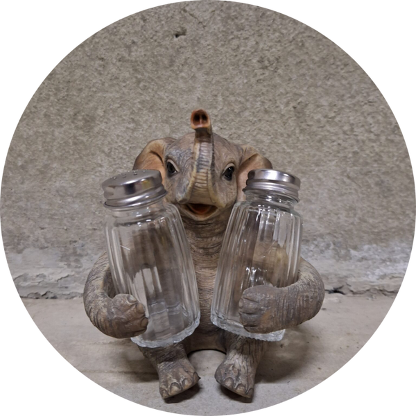 Olifant peper & zout 16 cm verp 6