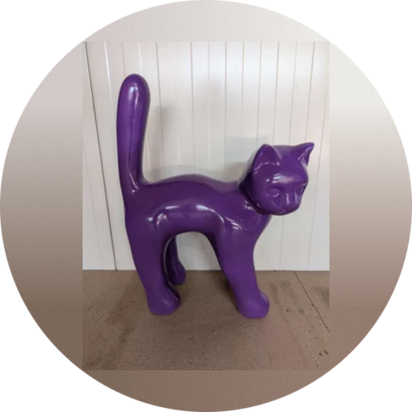 Parijse kat wit met staart in de lucht laminaat ( exstra sterk )105 cm