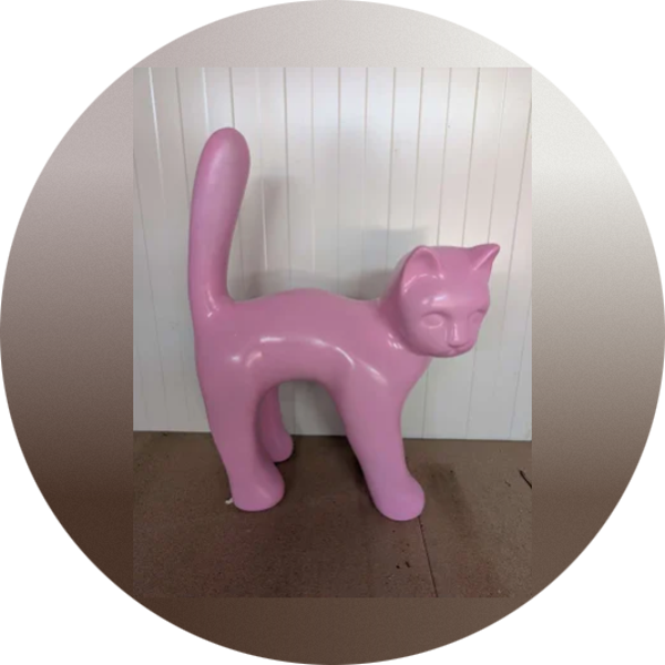 Parijse kat wit met staart in de lucht laminaat ( exstra sterk )105 cm
