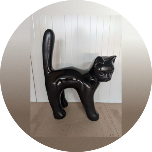 Parijse kat wit met staart in de lucht laminaat ( exstra sterk )105 cm