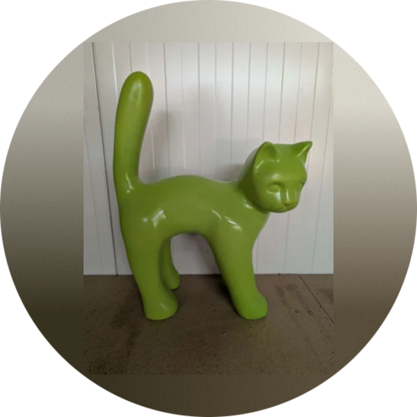 Parijse kat wit met staart in de lucht laminaat ( exstra sterk )105 cm