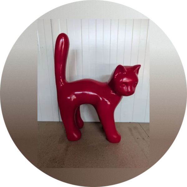 Parijse kat wit met staart in de lucht laminaat ( exstra sterk )105 cm