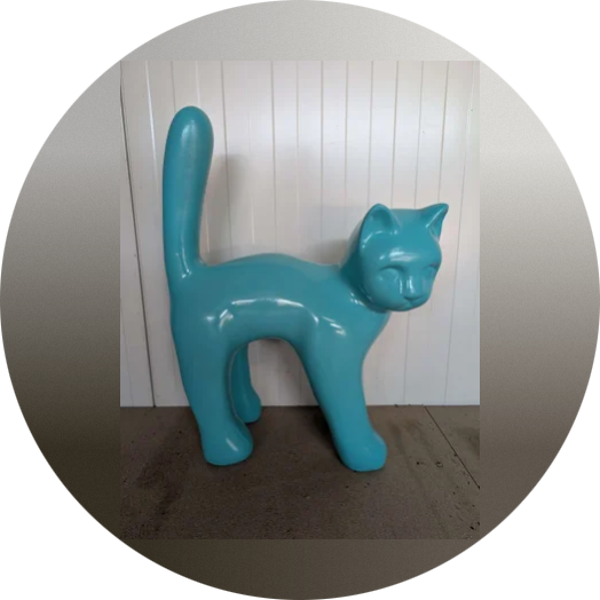 Parijse kat wit met staart in de lucht laminaat ( exstra sterk )105 cm