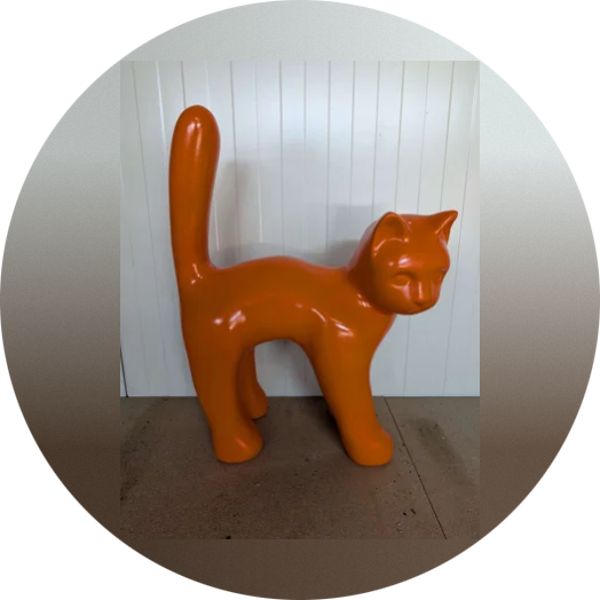 Parijse kat wit met staart in de lucht laminaat ( exstra sterk )105 cm