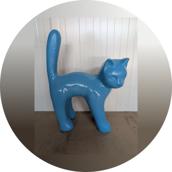 Parijse kat wit met staart in de lucht laminaat ( exstra sterk )105 cm
