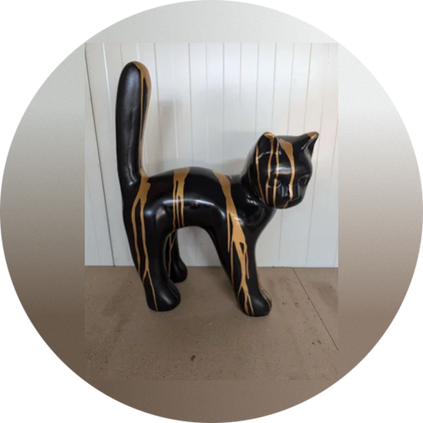 Parijse katten polyester zwart multicolor laminaat résine 105 cm