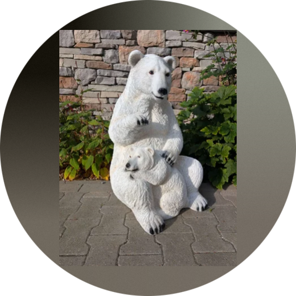 IJsbeer met baby laminaat 120 cm