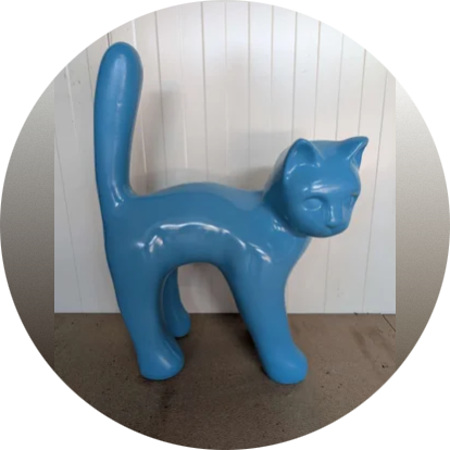 Parijse kat wit met staart in de lucht laminaat ( exstra sterk )105 cm