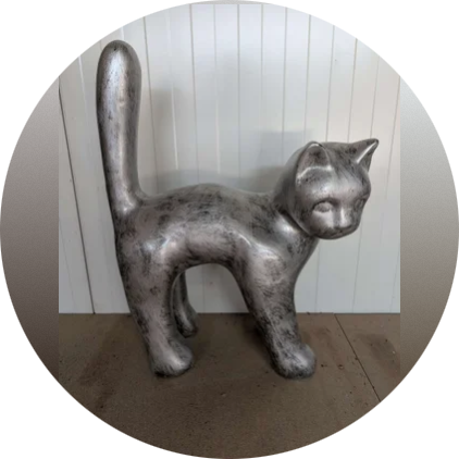 Parijse kat wit met staart in de lucht laminaat ( exstra sterk )105 cm