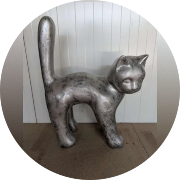 Parijse kat wit met staart in de lucht laminaat ( exstra sterk )105 cm