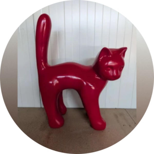 Parijse kat rood met staart in de lucht laminaat ( exstra sterk )105 cm