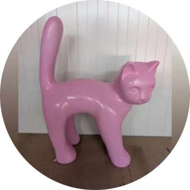 Parijse kat wit met staart in de lucht laminaat ( exstra sterk )105 cm