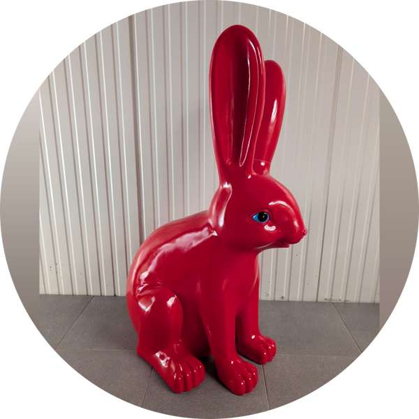 Konijn glad rood  laminaat 128 x 88 x : 59 cm