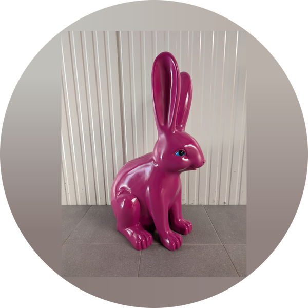 Konijn zit glad paars 44 x 32 x 61 cm