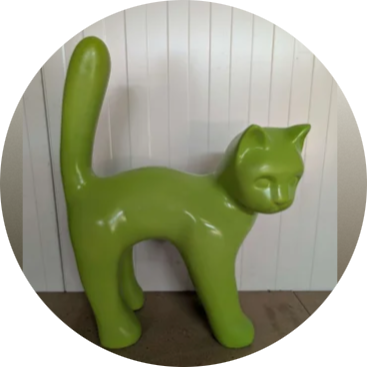 Parijse kat wit met staart in de lucht laminaat ( exstra sterk )105 cm